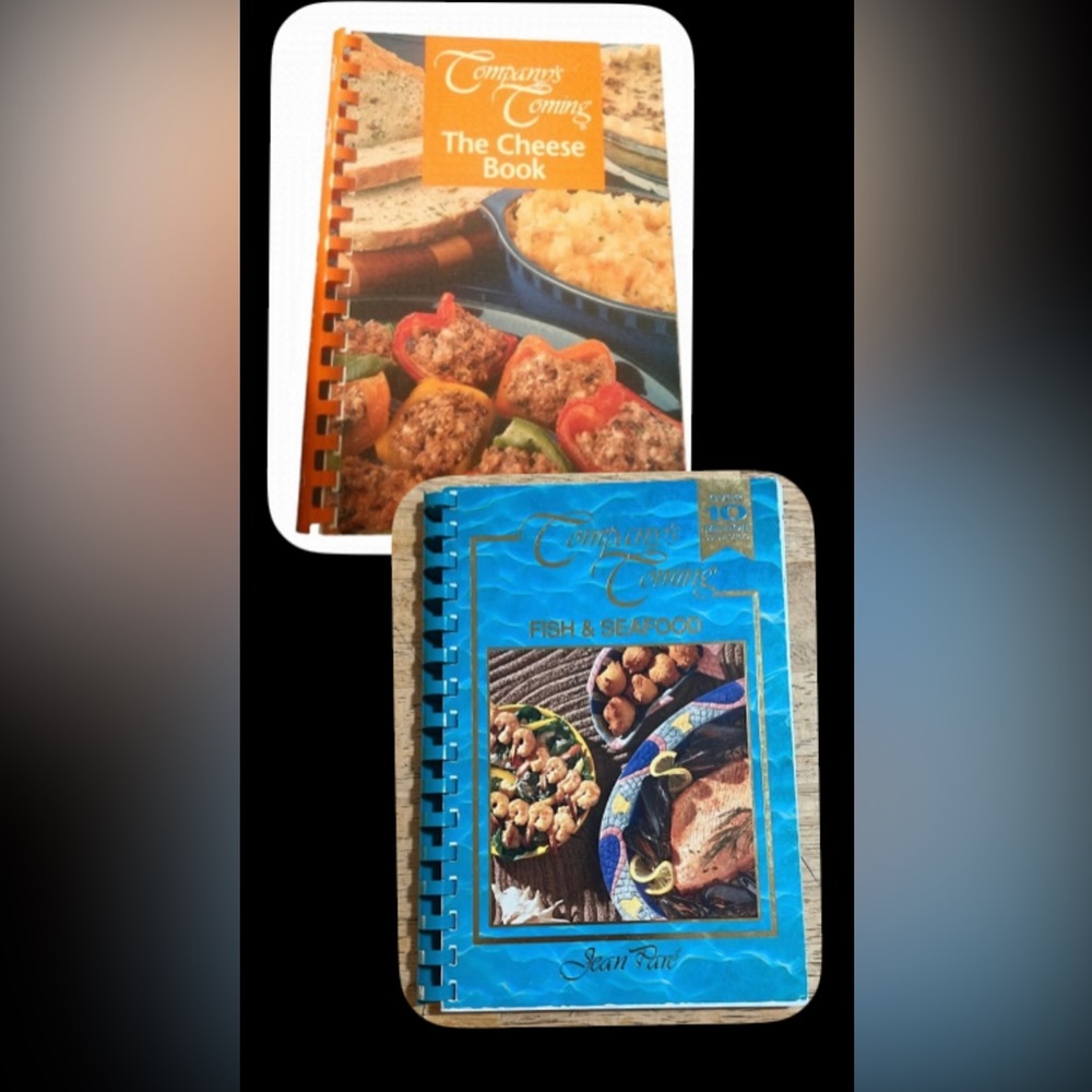 Company’s Coming Cookbooks by Jean Pare. “The Cheese Book” & “Fish and Seafood”